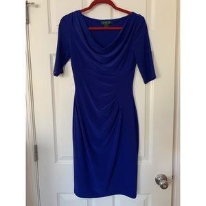 Lauren Ralph Lauren Blue Cowl Neck Dress Size 0